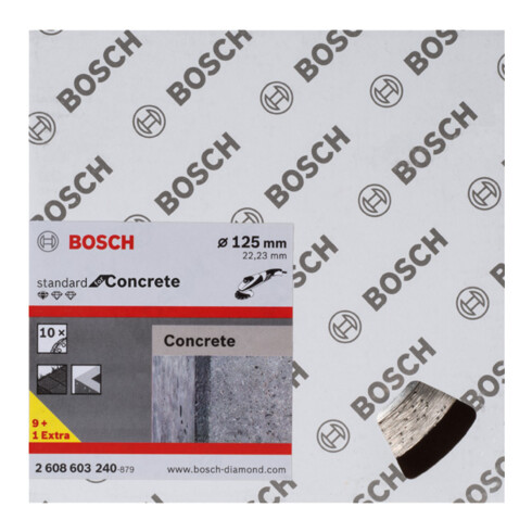 Disque diamanté Bosch Standard pour le béton, 125 x 22,23 x 1,6 x 10 mm