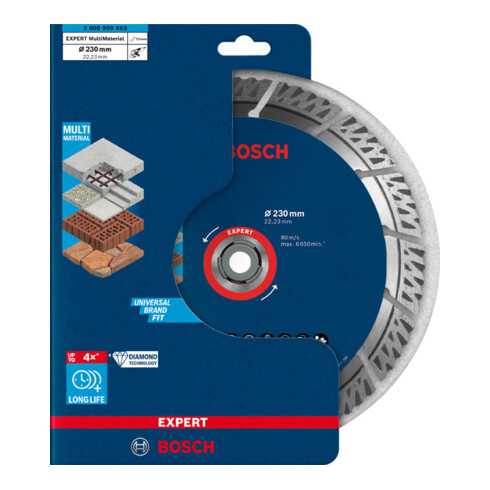 Disque diamanté multi-matériaux Bosch Expert, 230 x 22,23 x 2,4 x 15 mm