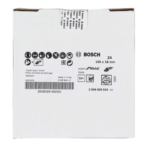 Disque fibre Bosch R444 Expert pour corindon métallique 100 mm 16 mm 16 mm 24
