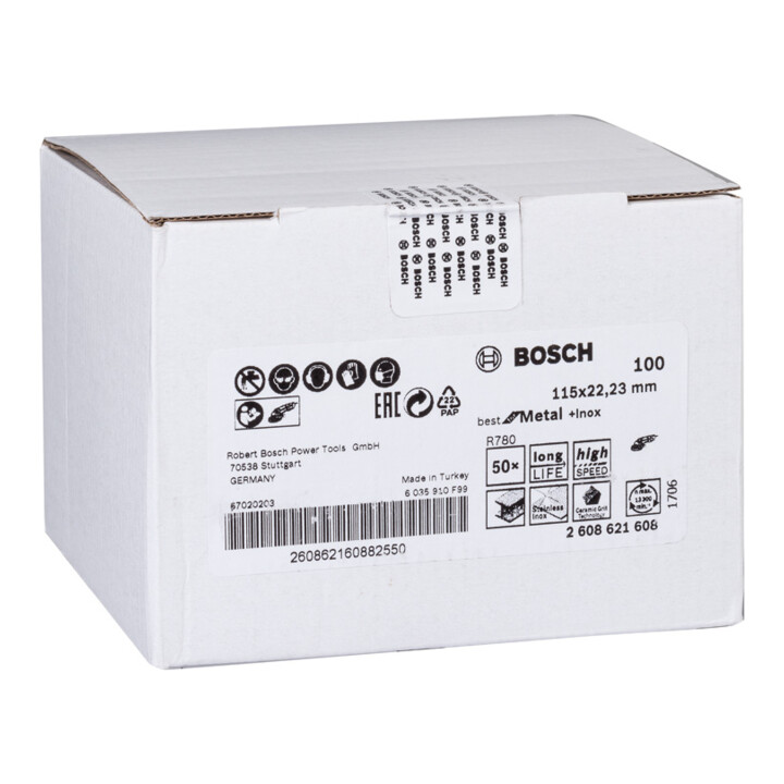 Disque fibre Bosch R780 Best for Metal and Inox 115 x 22,23 mm 100