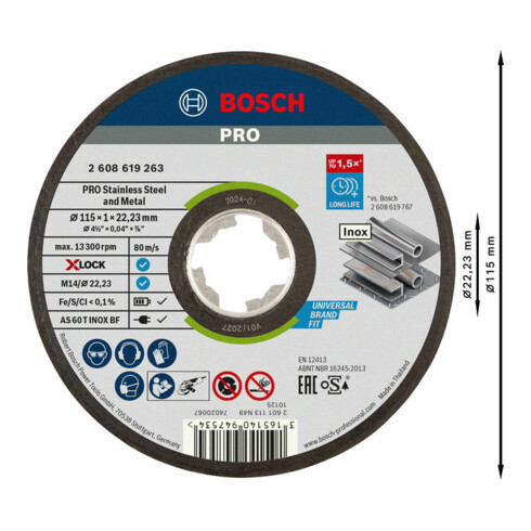 Disque à tronçonner Bosch X-LOCK Expert pour Inox+Metal AS 60 T
