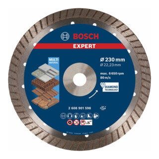 Disques à tronçonner diamantés Bosch EXPERT MultiMaterial, 230 x 22,23 x 2,4 x 15 mm