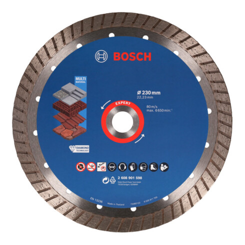 Disques à tronçonner diamantés Bosch EXPERT MultiMaterial, 230 x 22,23 x 2,4 x 15 mm