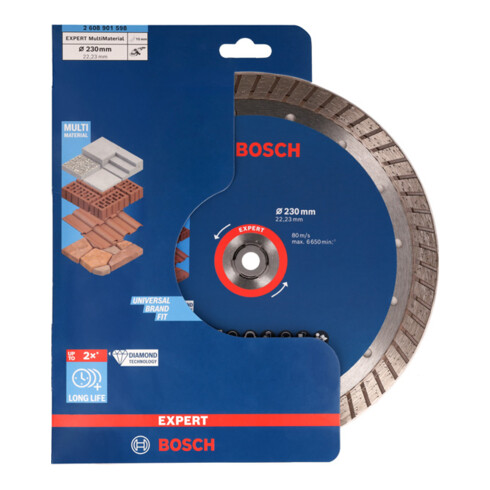 Disques à tronçonner diamantés Bosch EXPERT MultiMaterial, 230 x 22,23 x 2,4 x 15 mm