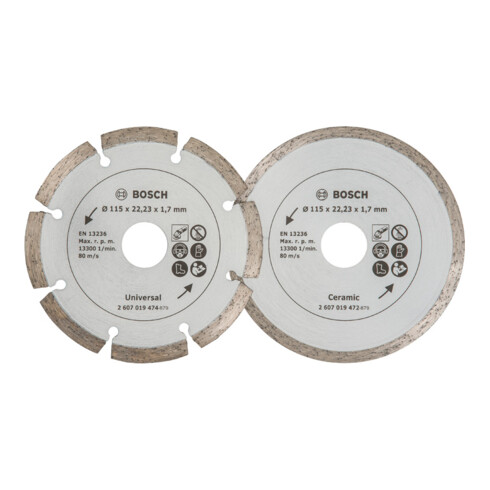 Disques à tronçonner diamantés pour carrelages et matériaux de construction, Ø 115 mm