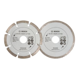 Disques à tronçonner diamantés pour carrelages et matériaux de construction, Ø 115 mm