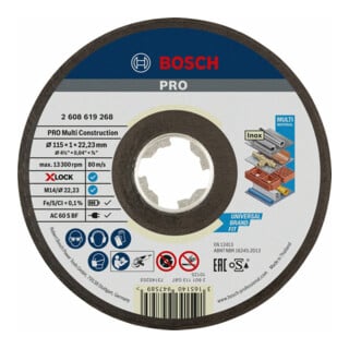 Disques à tronçonner Bosch droits X-LOCK Multi Material 125x1,6x22,23 mm ACS