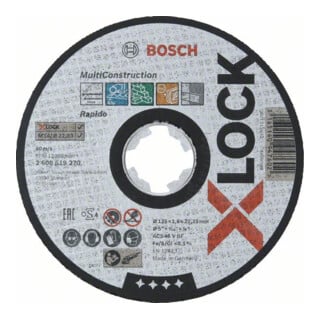 Disques à tronçonner Bosch droits X-LOCK Multi Material 125x1,6x22,23 mm ACS