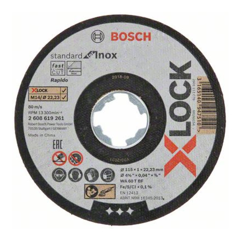 Disques à tronçonner droits Bosch X-LOCK Standard for Inox