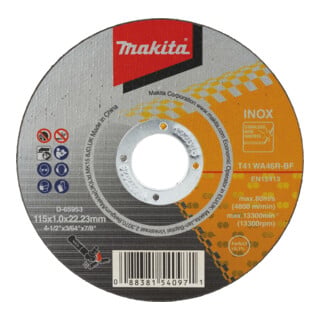Disques à tronçonner Makita acier et acier inoxydable mince ECO 115mm