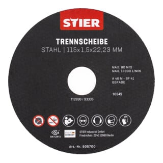 Disques à tronçonner STIER, acier, 25 pièces