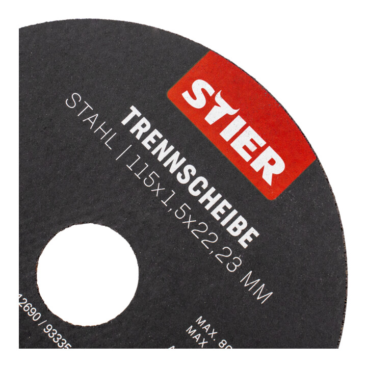 Disques à tronçonner STIER, acier, 115 x 1,5 x 22,23, forme 41, droits, 25 pièces