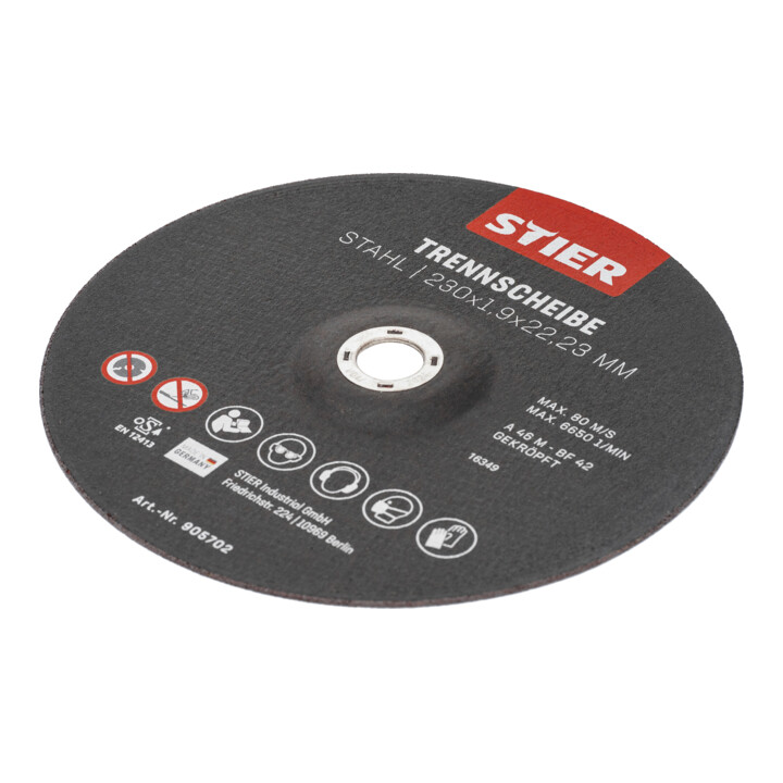 Disques à tronçonner STIER, acier, 230 x 1,9 x 22,23, forme 42, à moyeu déporté, 25 pièces