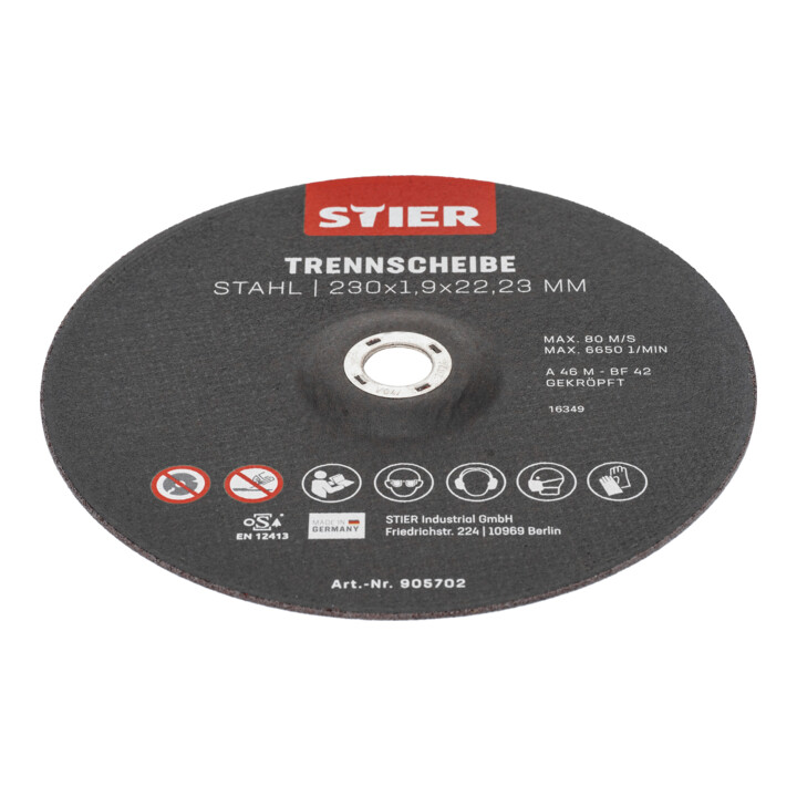 Disques à tronçonner STIER, acier, 230 x 1,9 x 22,23, forme 42, à moyeu déporté, 25 pièces
