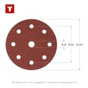 Disques abrasifs pour le bois STIER D125 / P100 / 8 trous, 25 pièces-4