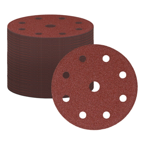 Disques abrasifs pour le bois STIER D125 / P80 / 8 trous, 25 pièces