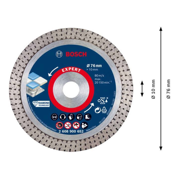 Disques de coupe Bosch EXPERT en céramique dure diamantée ⌀76 mm