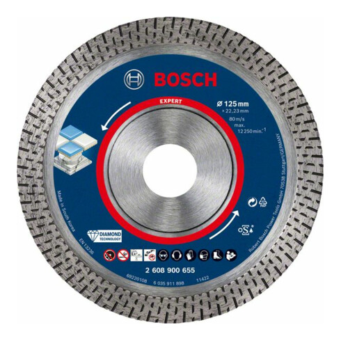 Disques de coupe Bosch Expert Hard Ceramic diamantés, 125 x 22,23 x 1,4 x 10 mm