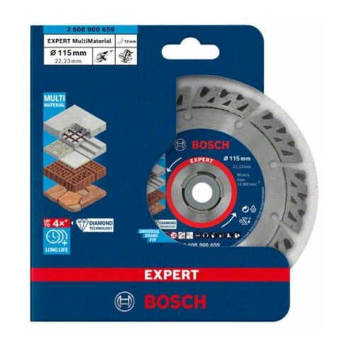 Disques de coupe diamantés Bosch Expert MultiMaterial, 115 x 22,23 x 2,2 x 12 mm