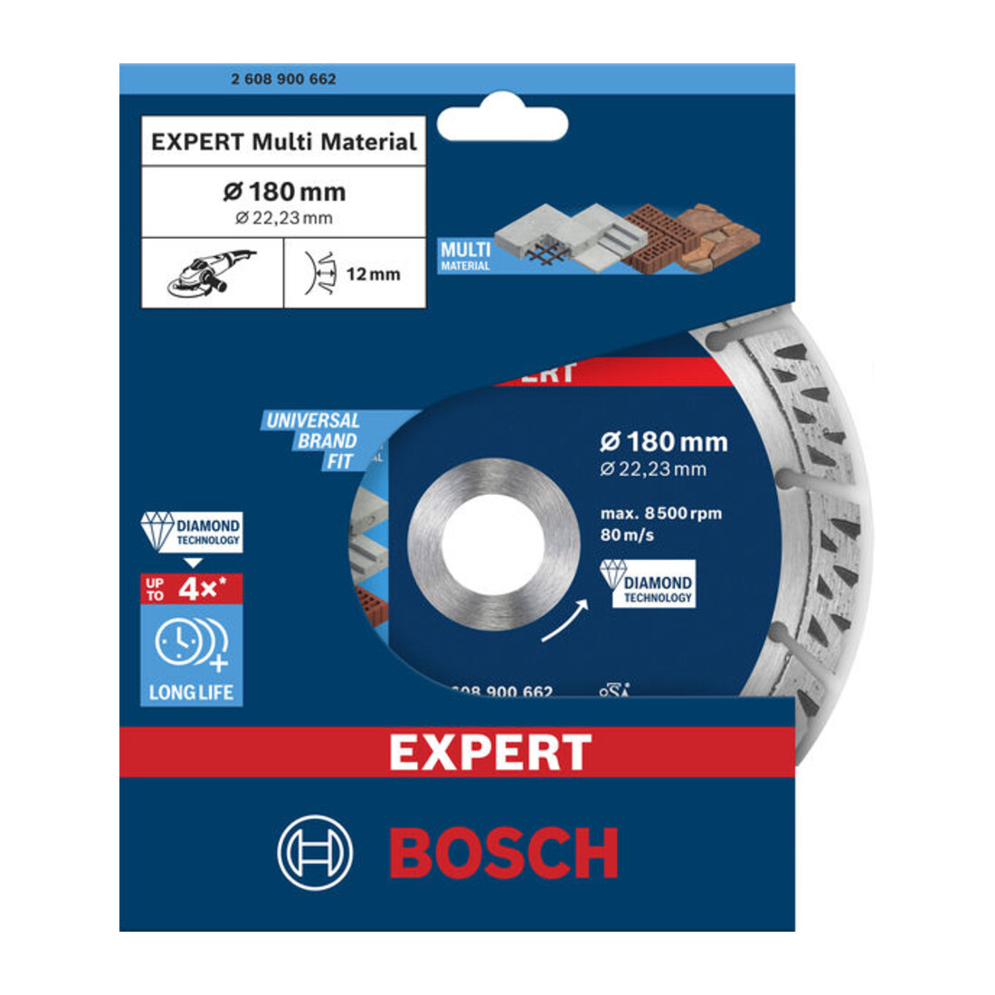 Disques de coupe diamantés Bosch Expert MultiMaterial, 180 x 22,23 x 2,4 x 12 mm