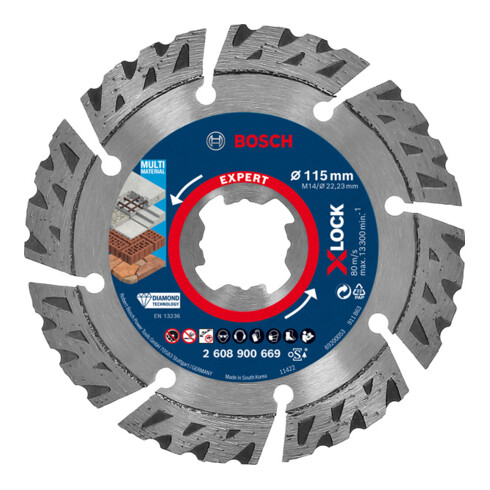 Disques de coupe diamantés Bosch Expert MultiMaterial X-LOCK, 115 x 22,23 x 2,4 x 12 mm