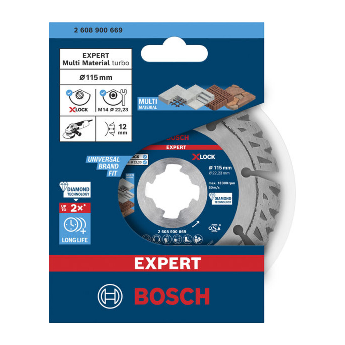 Disques de coupe diamantés Bosch Expert MultiMaterial X-LOCK, 115 x 22,23 x 2,4 x 12 mm