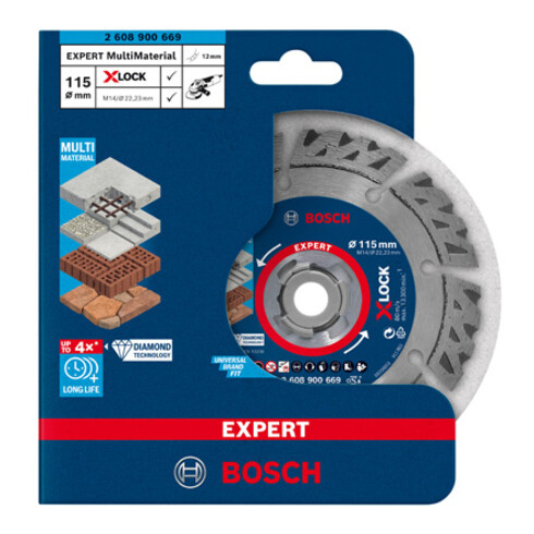 Disques de coupe diamantés Bosch Expert MultiMaterial X-LOCK, 115 x 22,23 x 2,4 x 12 mm