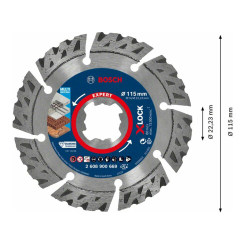 Disques de coupe diamantés Bosch Expert MultiMaterial X-LOCK, 115 x 22,23 x 2,4 x 12 mm