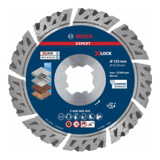 Disques de coupe diamantés Bosch Expert MultiMaterial X-LOCK, 125 x 22,23 x 2,4 x 12 mm