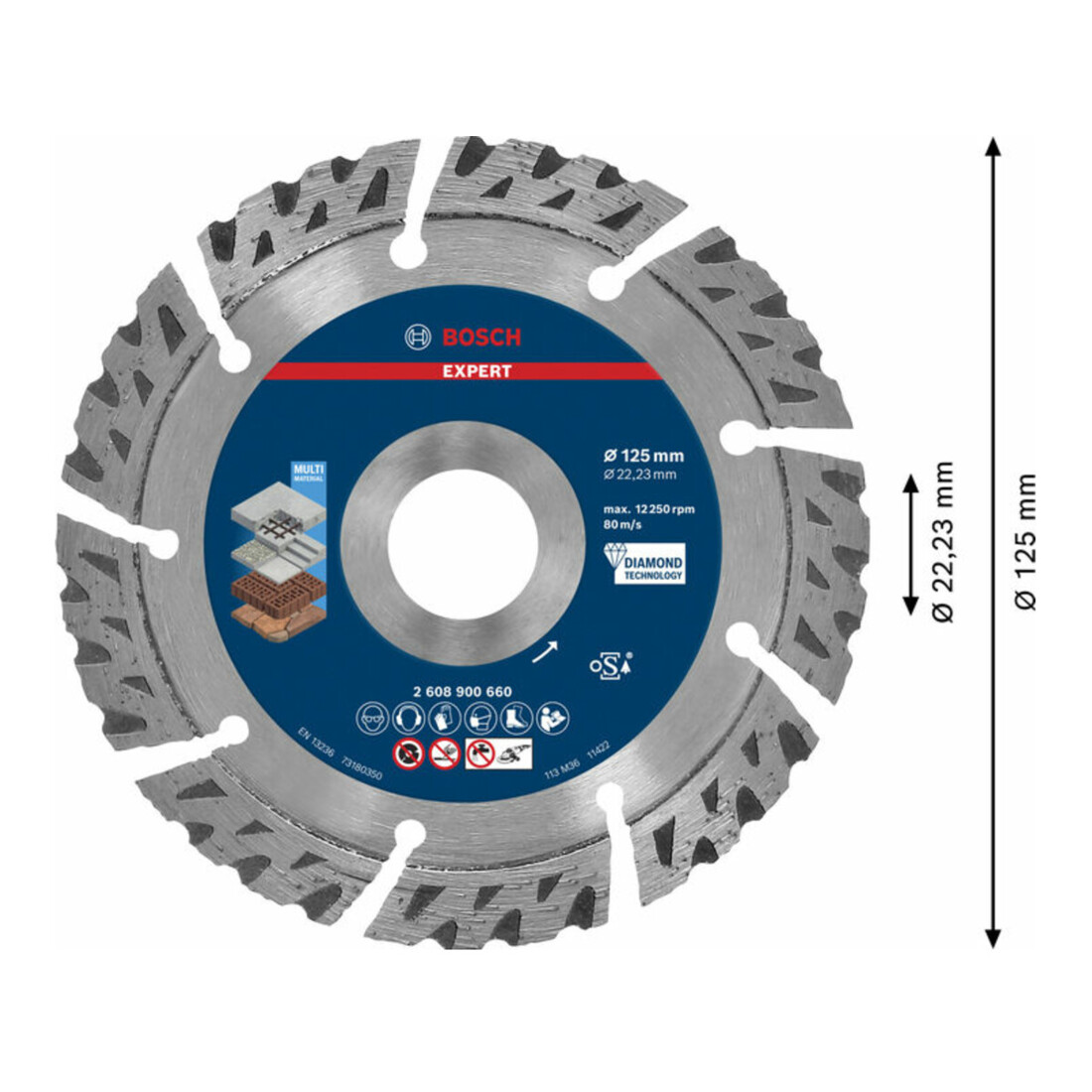 Disques diamantés multi-matériaux Bosch Expert, 125 x 22,23 x 2,2 x 12 mm