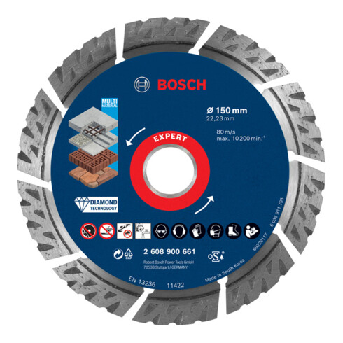 Disques diamantés multi-matériaux Bosch Expert, 150 x 22,23 x 2,4 x 12 mm