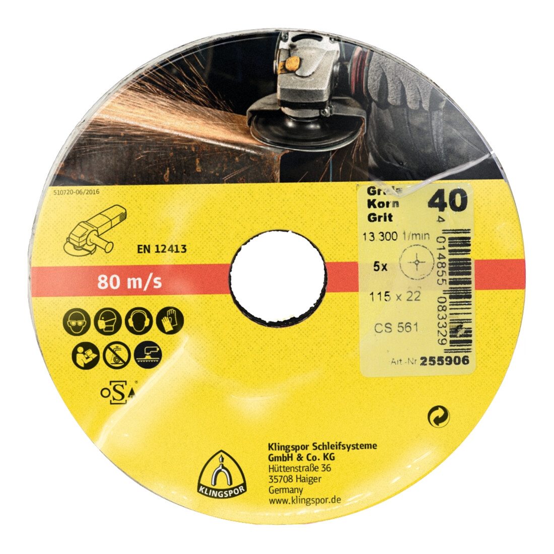 Disque en fibre Klingspor CS 561, Lxl 125X22