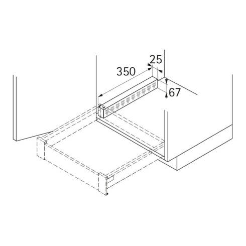 Distanzleiste Ku.L.270,300,350,400,450,500,550,650mm HETTICH