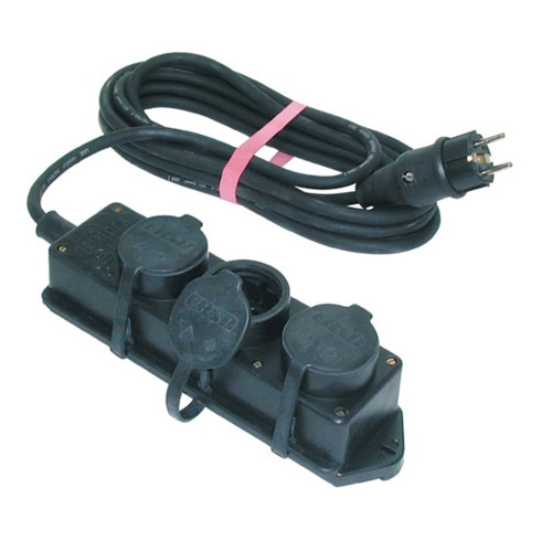 Distributeur en caoutchouc massif IP44 230V 16A H07RN-F 3x1,5mm2 ERSO 3xplug.