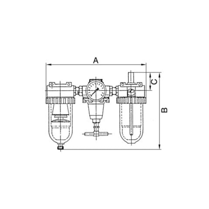 Distributeur pneumatique standard filetage mm 19,17 semi-automatique BG III 3-pc