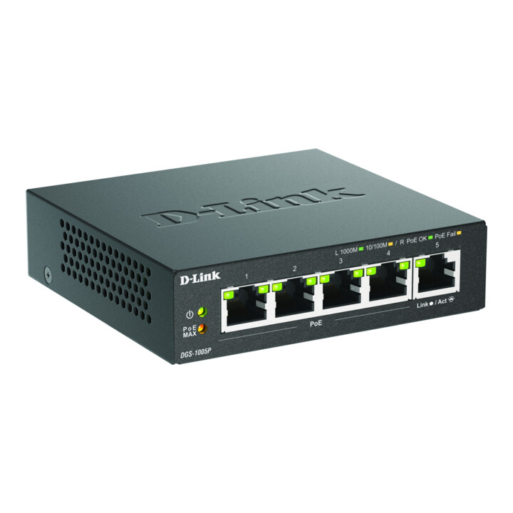 DLink Deutschland Gigabit PoE+ Switch 5-Port Desktop DGS-1005P/E