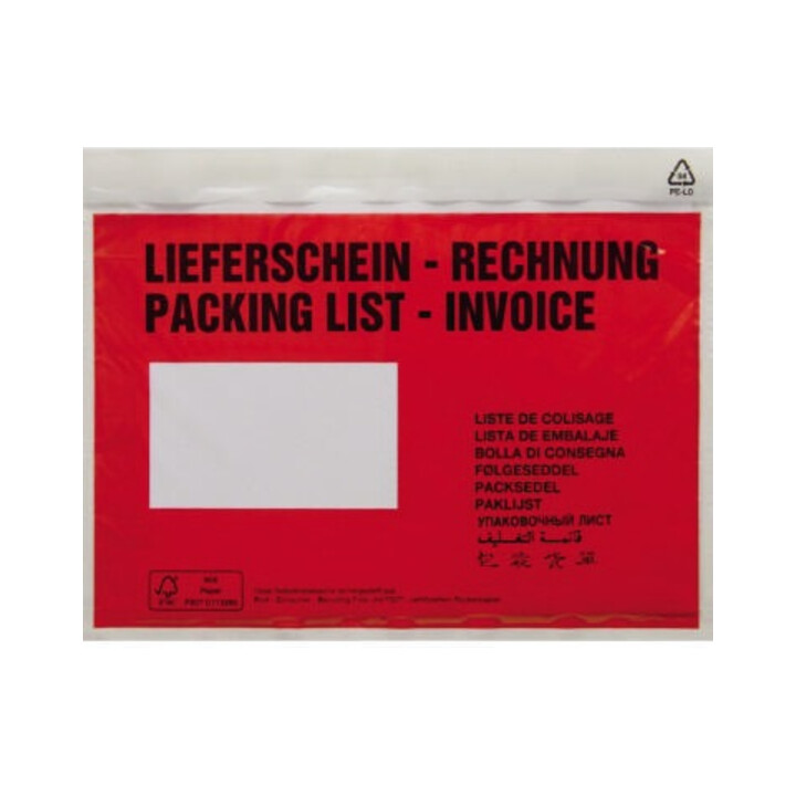 Dokumententasche Lieferschein- Rechnung C5 mF sk rt 250 St./Pack.