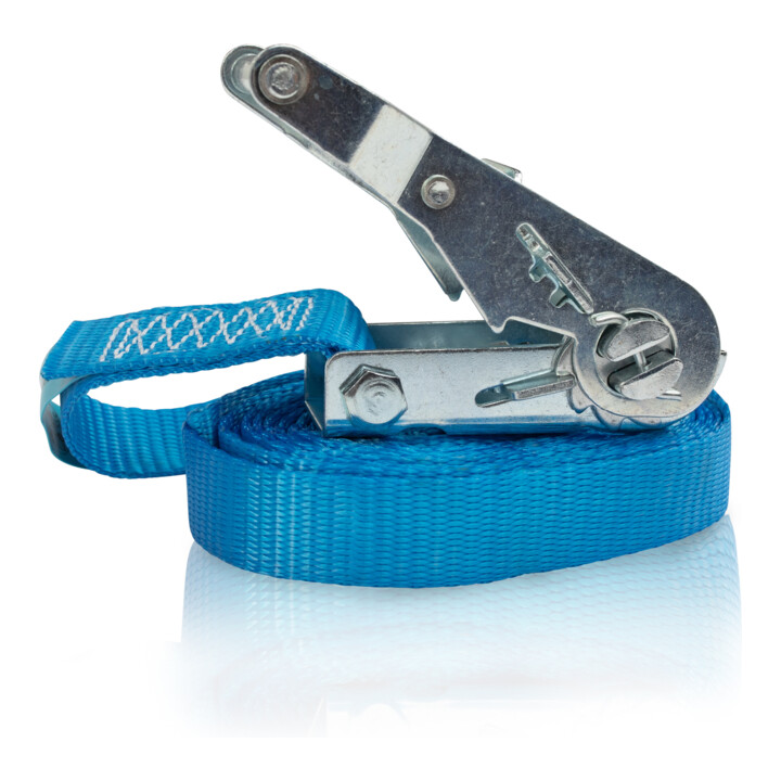 Dolezych Zurrgurt L.4m B.25mm m.Mini-Ratsche LC: 1000 daN einteilig, blau