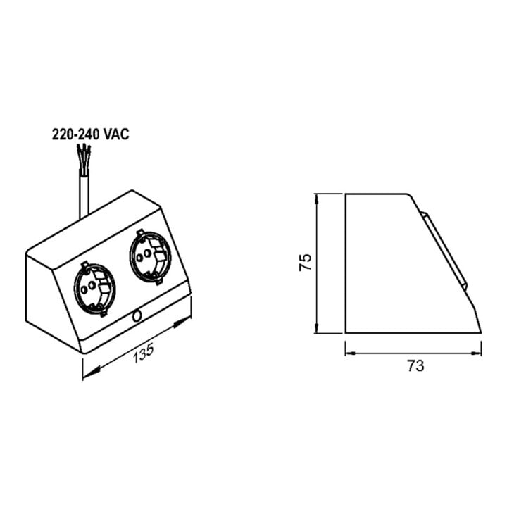 Doppel-Anbausteckdose 230 V Silberfarben L&S