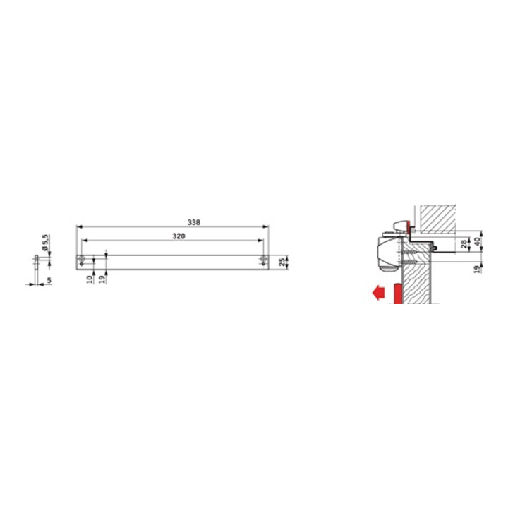Dorma Montageplatte f.TS 90 Impulse silber