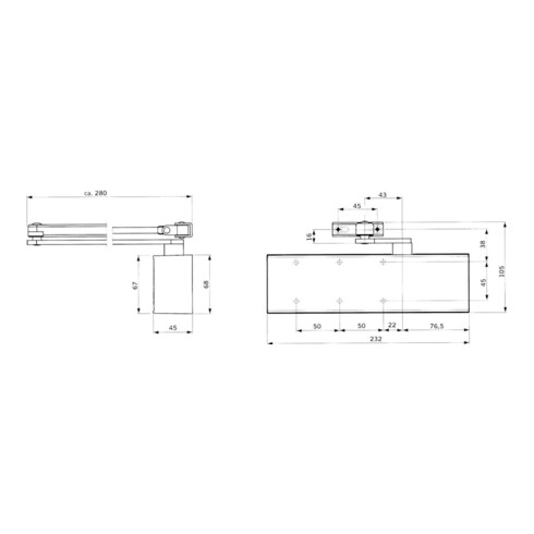 Dorma Scheren-Türschließer TS 72 silber EN 2-4 o.Gestänge