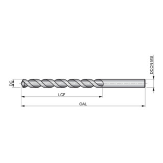 Dormer HSS-E Spiralbohrer PFX 47/64" 130° Lang Blank PMS Typ W
