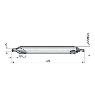 Dormer HSS-E Zentrierbohrer Lang 2,5 x 8,0mm 60° Blank