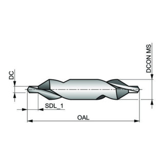 Dormer HSS Zentrierbohrer DIN332 1.0 x 4.0mm 60° blank