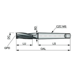Dormer Senkbohrkörper 1" HSS rechts blank PMKN 180G
