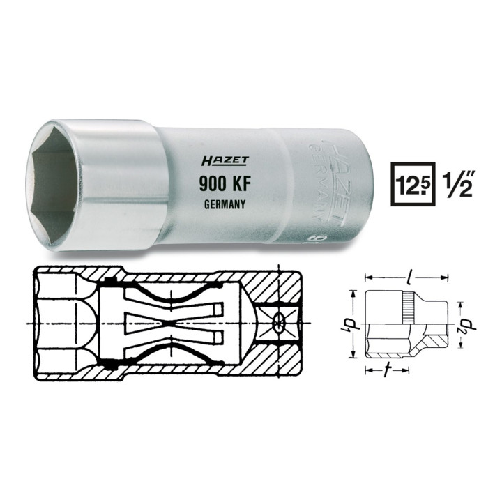 Bougies d'allumage HAZET à douille hexagonale 1/2" pour bougies d'allumage