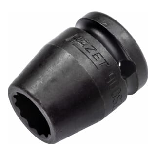 Hazet Impact, douille de tournevis mécanique (double hexagone) 900SZ-18 creux carré 12,5 mm (1/2 in.) profil de traction extérieur double hexagone 18