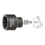 Hazet Impact, douille de tournevis mécanique (double hexagone) 900SZ-18 creux carré 12,5 mm (1/2 in.) profil de traction extérieur double hexagone 18-4