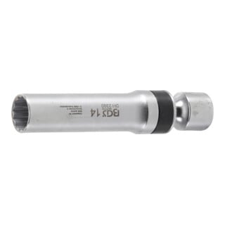 Douille articulée à bougie douze pans avec ressort de retenue 10 mm (3/8") 14 mm BGS