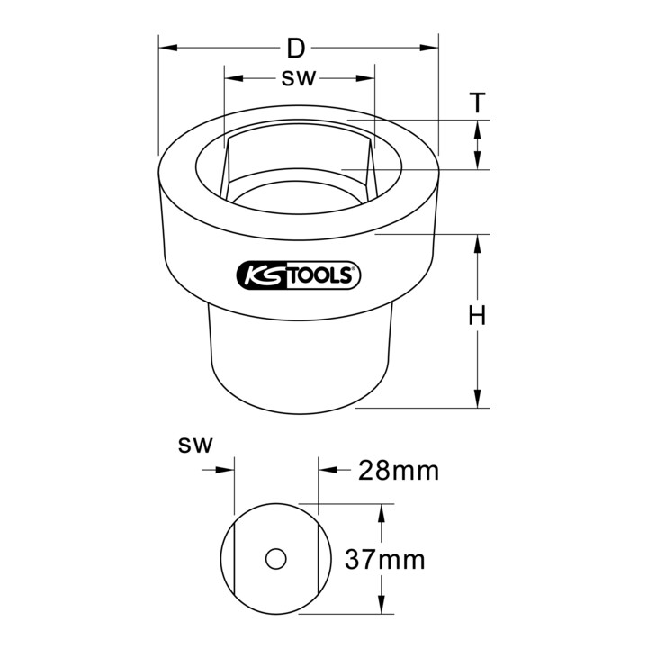 Douille de boulon à ressort à lames pour Scania, 28 mm KS Tools